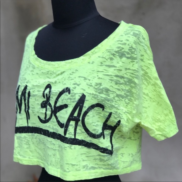 Neon Miami Beach Crop top tee - Picture 3 of 4
